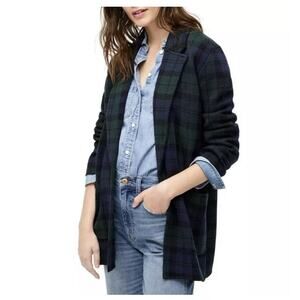 J. Crew Women’s Black and Green Watch Plaid Open Sweater Blazer Size Small 1522